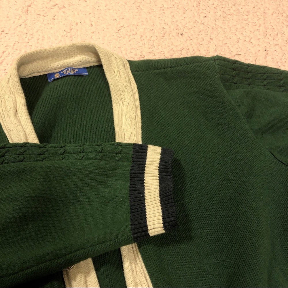 Knitted Olive Green Cardigan Sweater